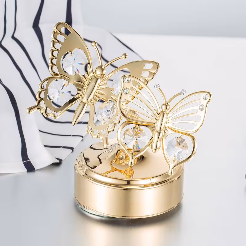 Gold Plated Double Butterfly Music Box